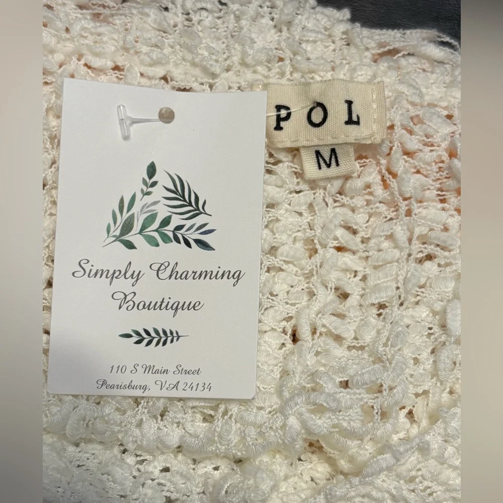 POL Crochet peach and white Oversized Comfy Sweater NWT size Medium - Picture 8 of 15